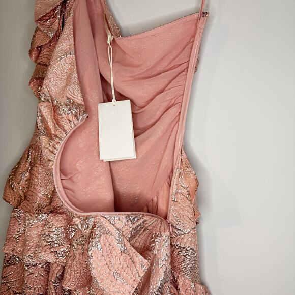 Ulla Johnson Ondine Pink Gold Tourmaline Metallic Rare Long Ruffle Gown 2 - NWT - Picture 6 of 7